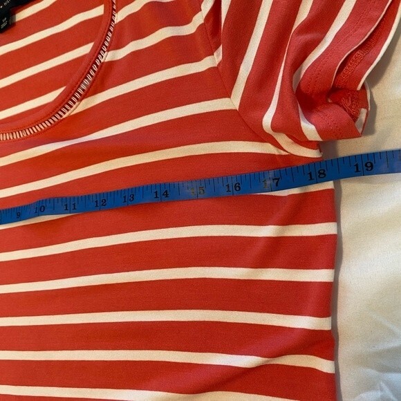 TOMMY HILFIGER ladies top coral cream stripe unique neck detail SP - Picture 8 of 9